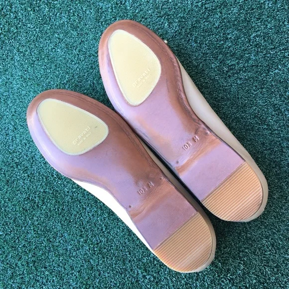 New Gravati Ballet Flat Cap Toe Leather Beige Nude Gold 10.5